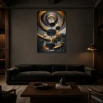 Premium Wall Art Dikey Html Edition – BLACKGOLDNW2080 shown in a warm modern interior