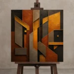 Premium Wall Art Kare Html Edition – BLACKGOLDNW2082 displayed on a studio easel