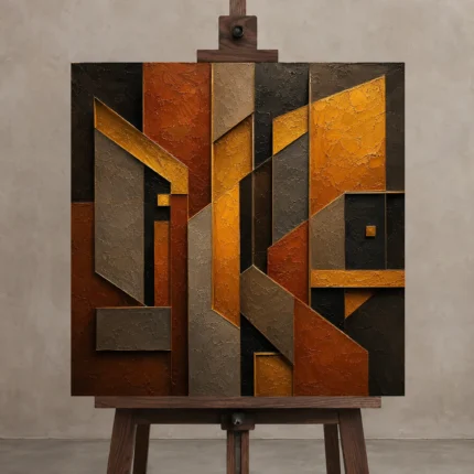 Premium Wall Art Kare Html Edition – BLACKGOLDNW2082 displayed on a studio easel