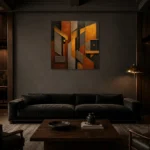 Premium Wall Art Kare Html Edition – BLACKGOLDNW2082 shown in a warm modern interior