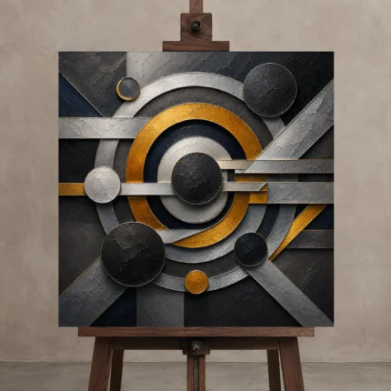 Premium Wall Art Kare Html Edition – BLACKGOLDNW2089 displayed on a studio easel