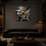 Premium Wall Art Kare Html Edition – BLACKGOLDNW2089 shown in a warm modern interior