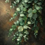 Eucalyptus and clay eucalyptus botanical print featuring cascading silver-dollar leaves with layered green tones for elegant botanical interiors
