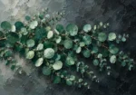 Mint gallery neutral botanical wall art featuring sweeping eucalyptus branches with layered emerald and mint foliage for elegant interiors