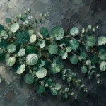 Mint gallery neutral botanical wall art featuring sweeping eucalyptus branches with layered emerald and mint foliage for elegant interiors