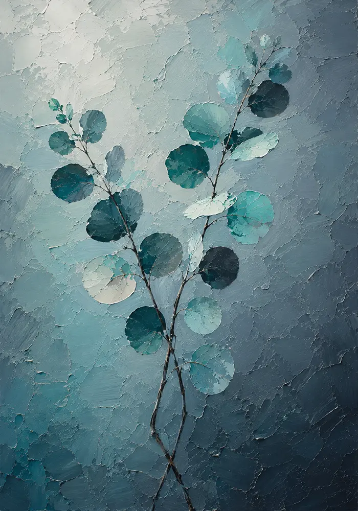 Azure Balance Minimalist Botanical Wall Art Sea Glass Modern Art Print