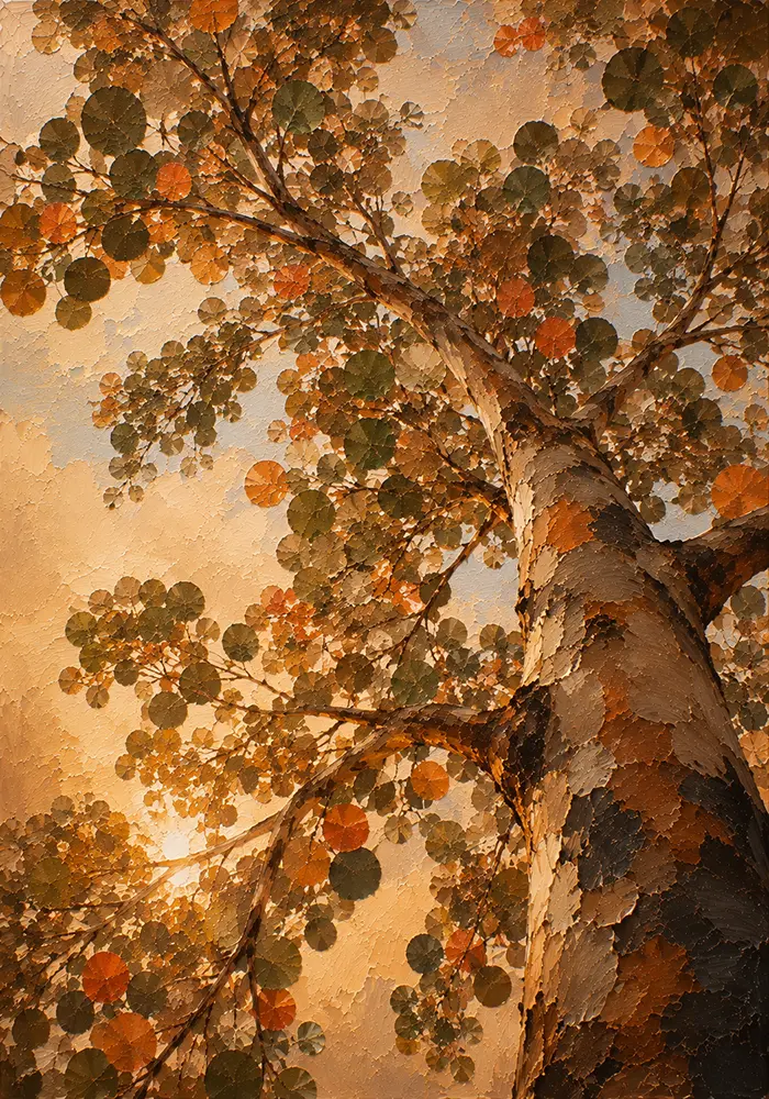 Amber Canopy Modern Botanical Wall Art Clay & Moss Art Print