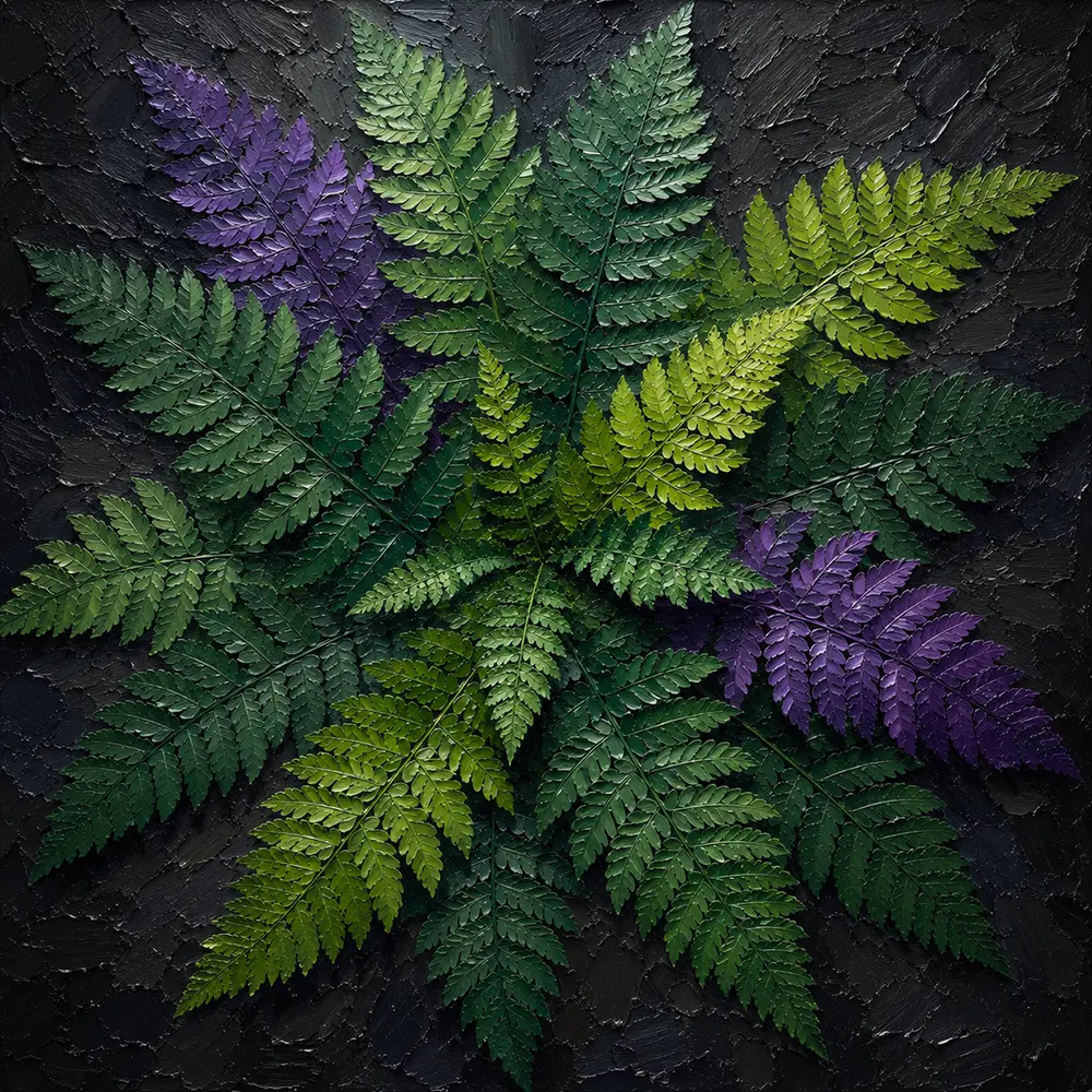 Emerald Lattice Fern Botanical Prints Forest & Plum Art Print