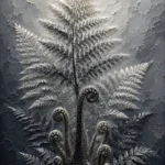 Graphite museum botanical drawings of ferns featuring an unfurling tree fern with layered foliage for elegant interiors