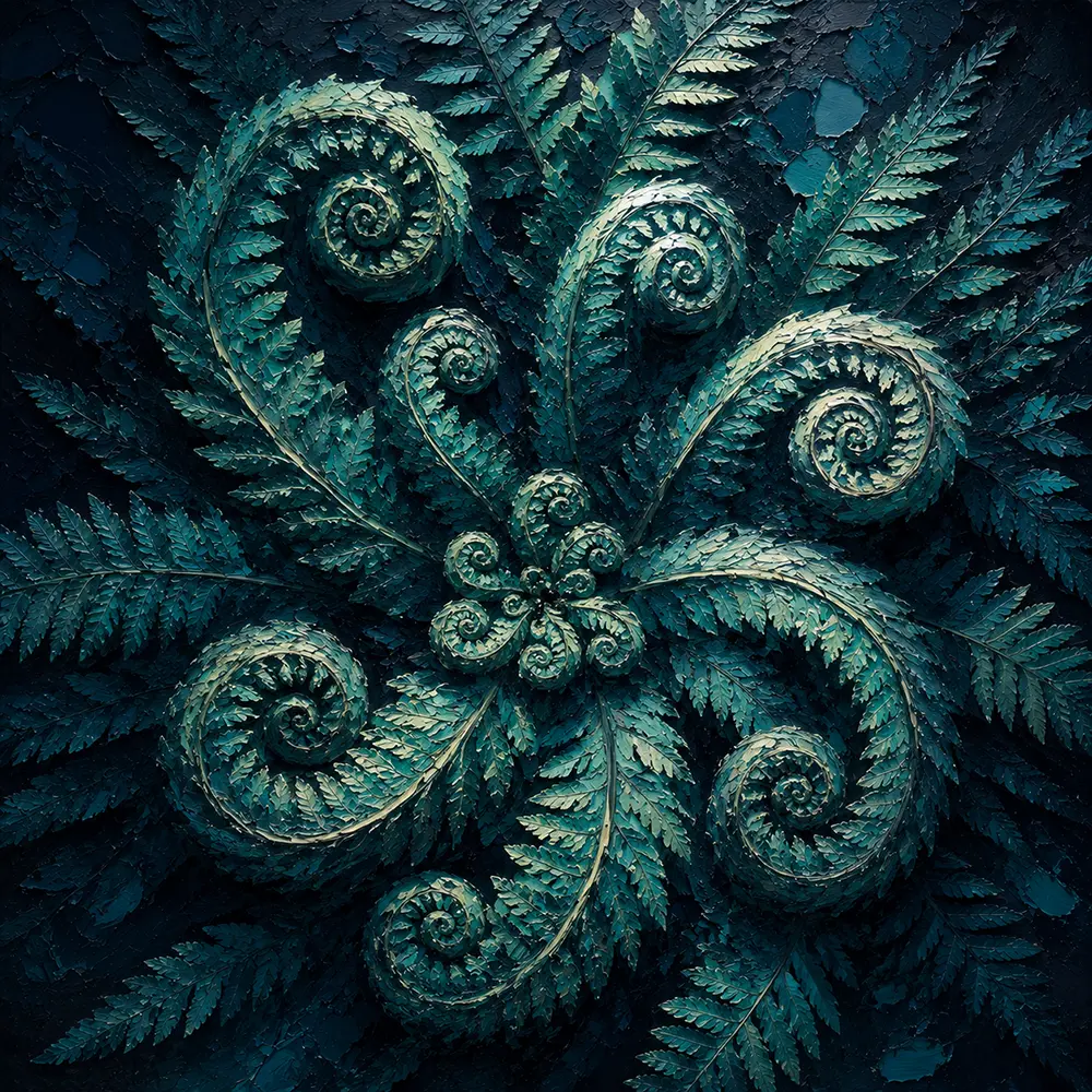 Foliage Legacy Large Fern Prints Deep Teal Editorial Art Print