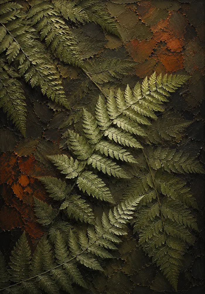 Botanical Crest Fern Leaf Wall Art Olive Contrast Art Print