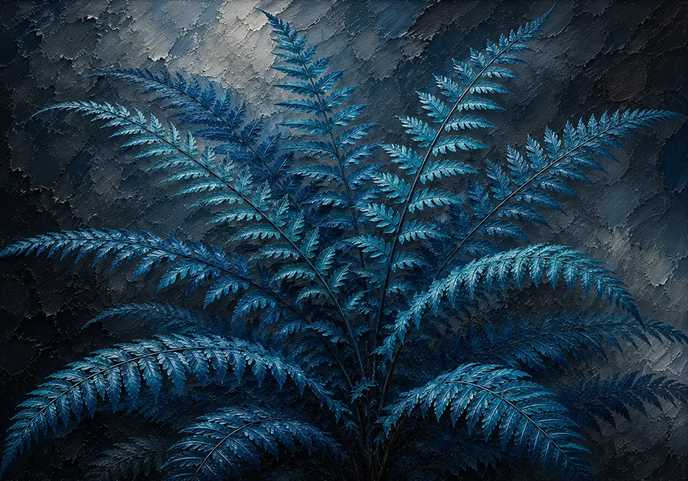 Azure Fronds Blue Fern Wall Art Peacock Editorial Art Print
