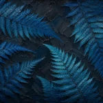 Peacock blue fern wall art print featuring oversized fern fronds, navy tones, teal accents, and graphite details for elegant interiors