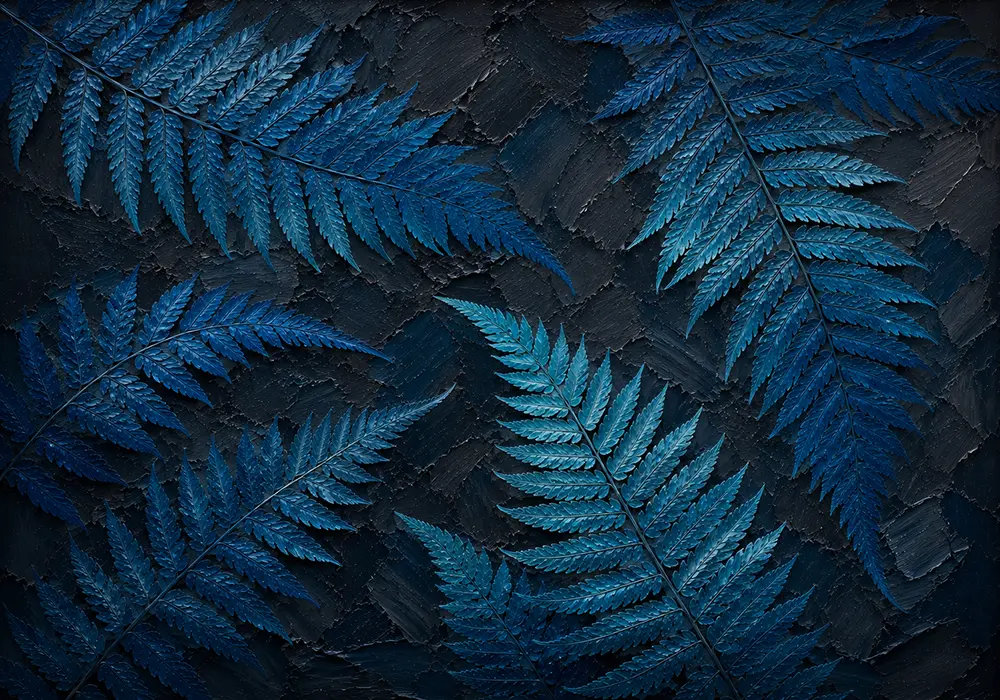 Cobalt Whisper Blue Fern Wall Art Peacock Editorial Art Print