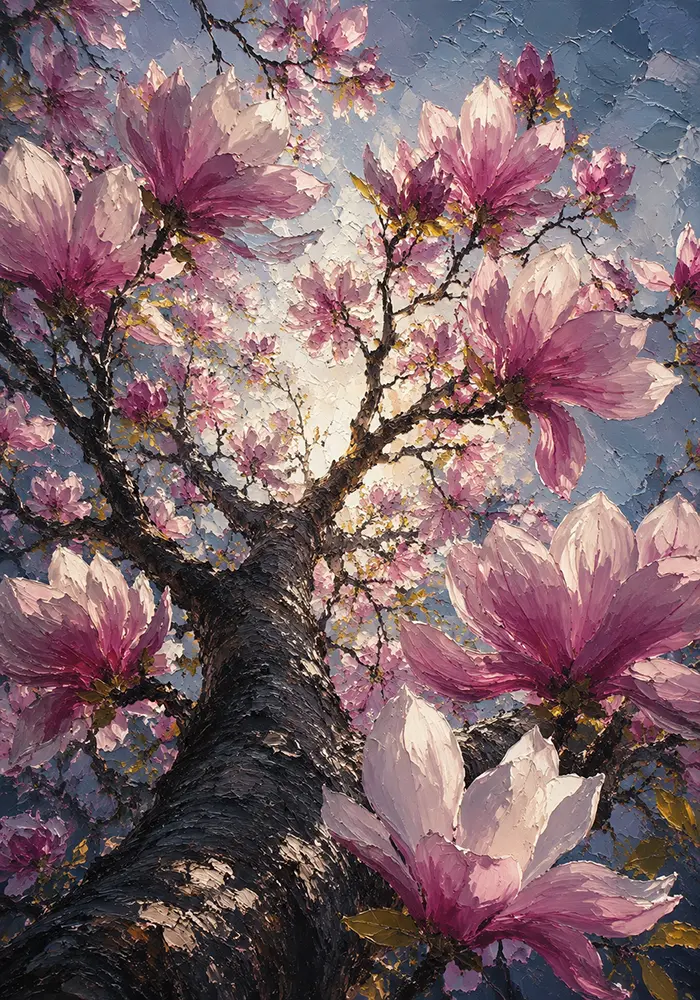 Blush Canopy Magnolia Botanical Print Dusty Rose Editorial Art Print