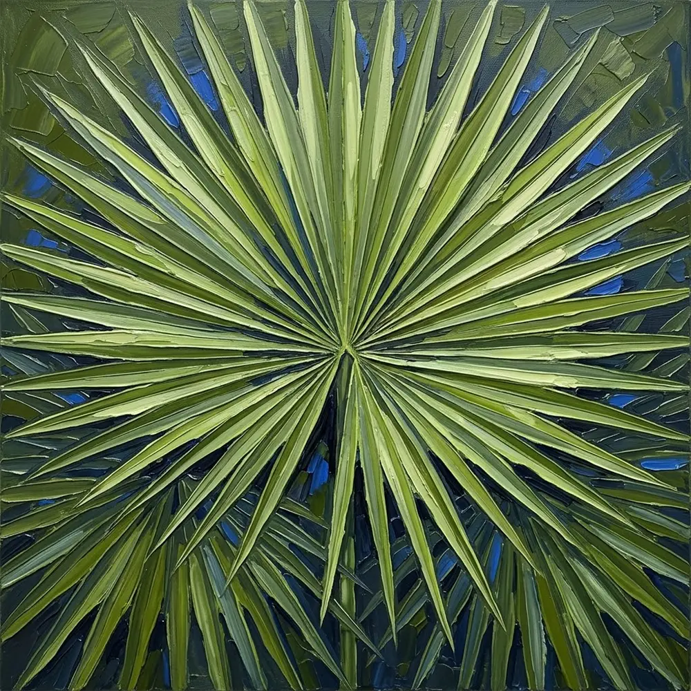 Cobalt Fronds Botanical Palm Prints Lime & Cobalt Art Print