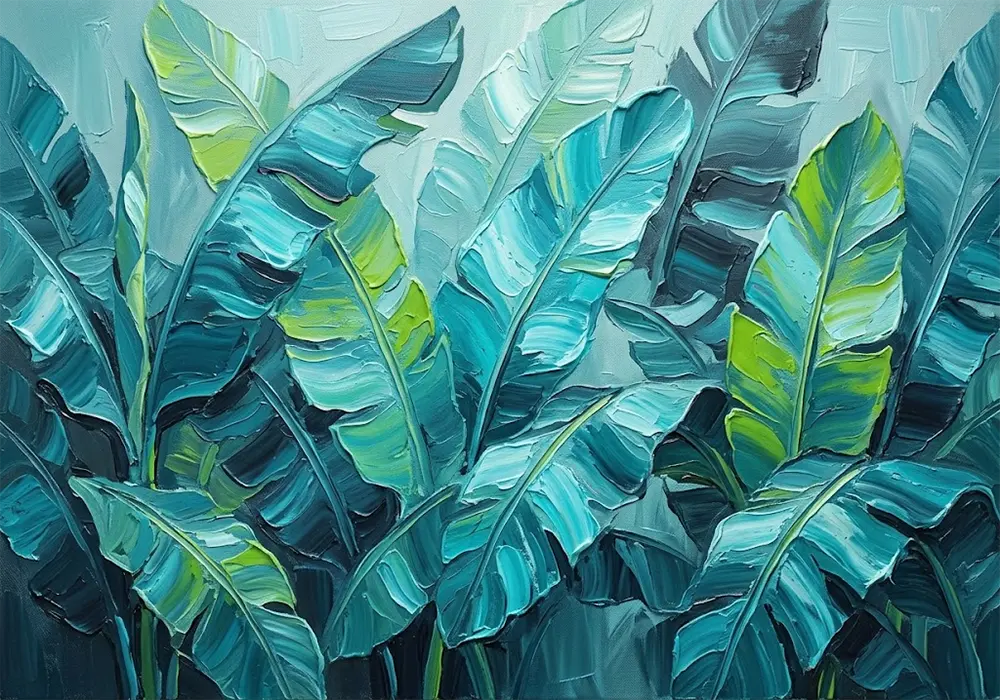 Cyan Grove Tropical Botanical Prints Cyan & Lime Art Print