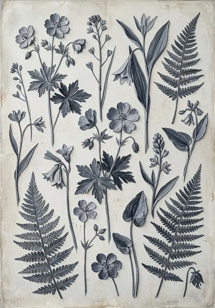 Archive Flora Antique Botanical Drawings Graphite Museum Art Print