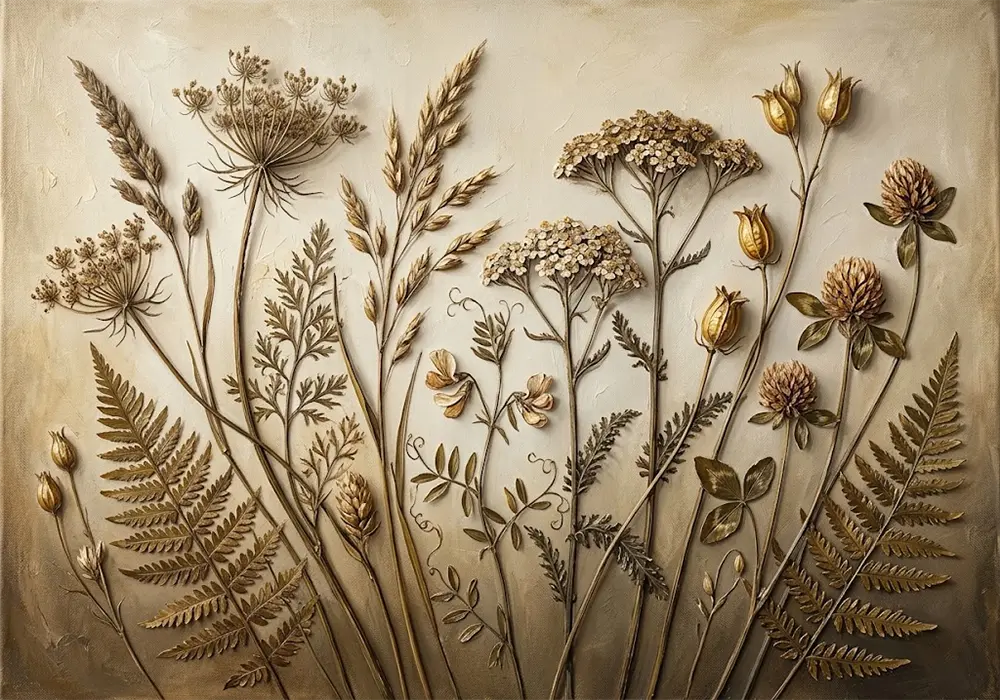 Gilded Herbarium Antique Botanical Prints Antique Gold Luxe Art Print