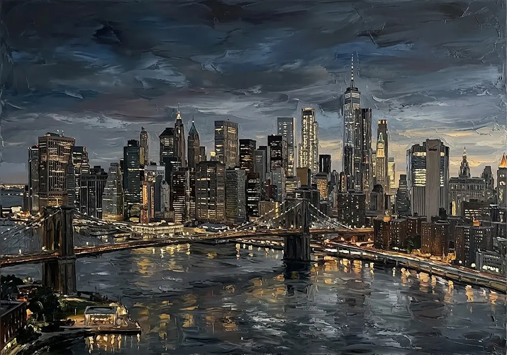 Golden Empire New York City Wall Art Charcoal & Gold Art Print