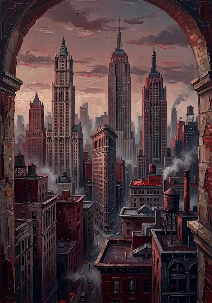 Crimson Archive Vintage NYC Wall Art Velvet Merlot Art Print