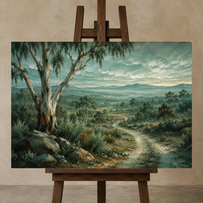 Premium Wall Art Yatay Html Edition – CP-AU-ES-H-004 displayed on a studio easel