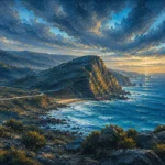 Ocean Road Great Ocean Road Wall Art featuring rugged headland beneath fast-moving clouds for refined interiors