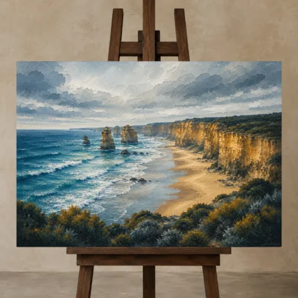 Premium Wall Art Yatay Html Edition – CP-AU-GOR-H-005 displayed on a studio easel
