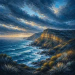 Ocean Road Great Ocean Road Wall Art featuring rugged headland beneath fast-moving clouds for refined interiors