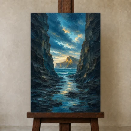 Premium Wall Art Dikey Html Edition – CP-AU-GOR-V-004 displayed on a studio easel