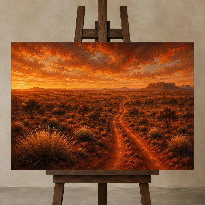 Premium Wall Art Yatay Html Edition – CP-AU-OE-H-002 displayed on a studio easel