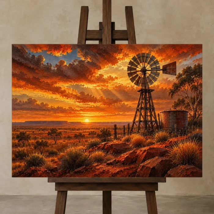 Premium Wall Art Yatay Html Edition – CP-AU-OE-H-003 displayed on a studio easel