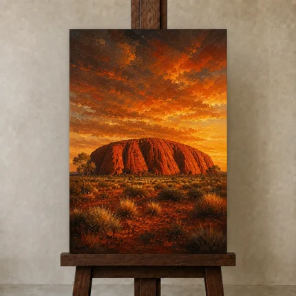Premium Wall Art Dikey Html Edition – CP-AU-OE-V-001 displayed on a studio easel