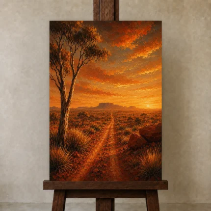Premium Wall Art Dikey Html Edition – CP-AU-OE-V-002 displayed on a studio easel