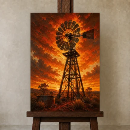 Premium Wall Art Dikey Html Edition – CP-AU-OE-V-003 displayed on a studio easel