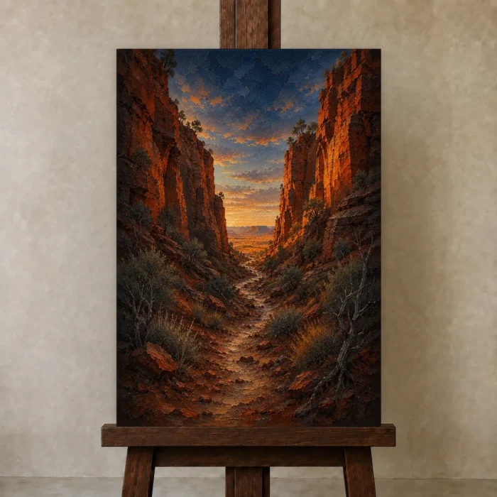 Premium Wall Art Dikey Html Edition – CP-AU-OE-V-004 displayed on a studio easel