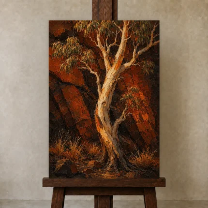 Premium Wall Art Dikey Html Edition – CP-AU-OE-V-005 displayed on a studio easel