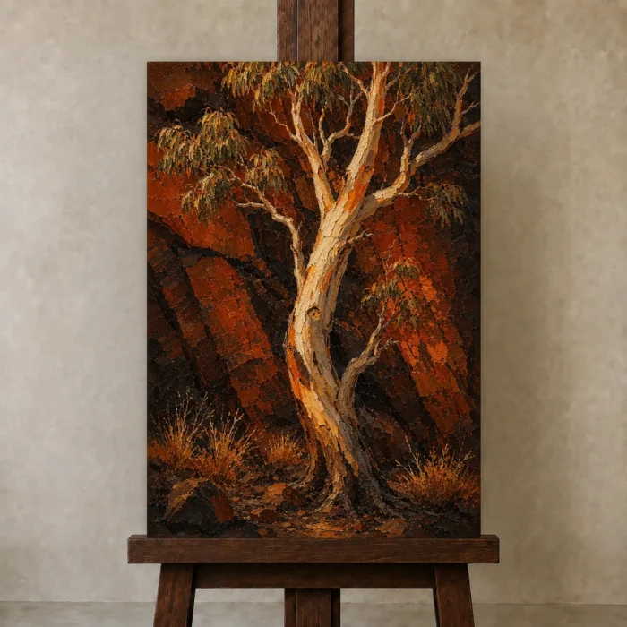Premium Wall Art Dikey Html Edition – CP-AU-OE-V-005 displayed on a studio easel