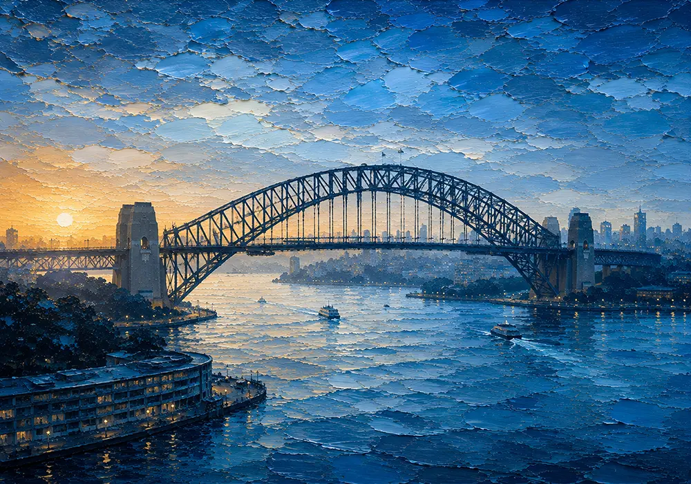 Harbour Procession Sydney Harbour Wall Art Sydney Blue Art Print