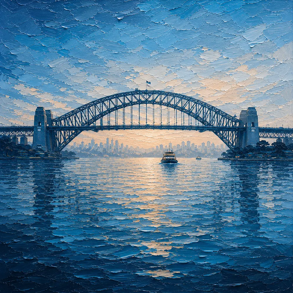 Harbour Stillness Sydney Harbour Wall Art Sydney Blue Art Print