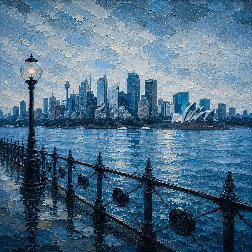 Harbour Emblem Sydney Harbour Wall Art Sydney Blue Art Print