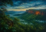 Tropical North Tropical Australia Wall Art featuring red escarpment rising above monsoon forest for refined interiors