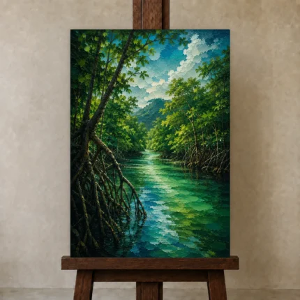 Premium Wall Art Dikey Html Edition – CP-AU-TN-V-003 displayed on a studio easel
