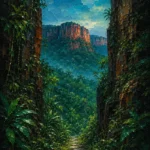 Tropical North Tropical Australia Wall Art featuring red escarpment rising above monsoon forest for refined interiors