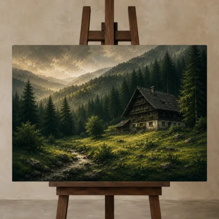 Premium Wall Art Yatay Html Edition – CP-DE-BF-H-001 displayed on a studio easel