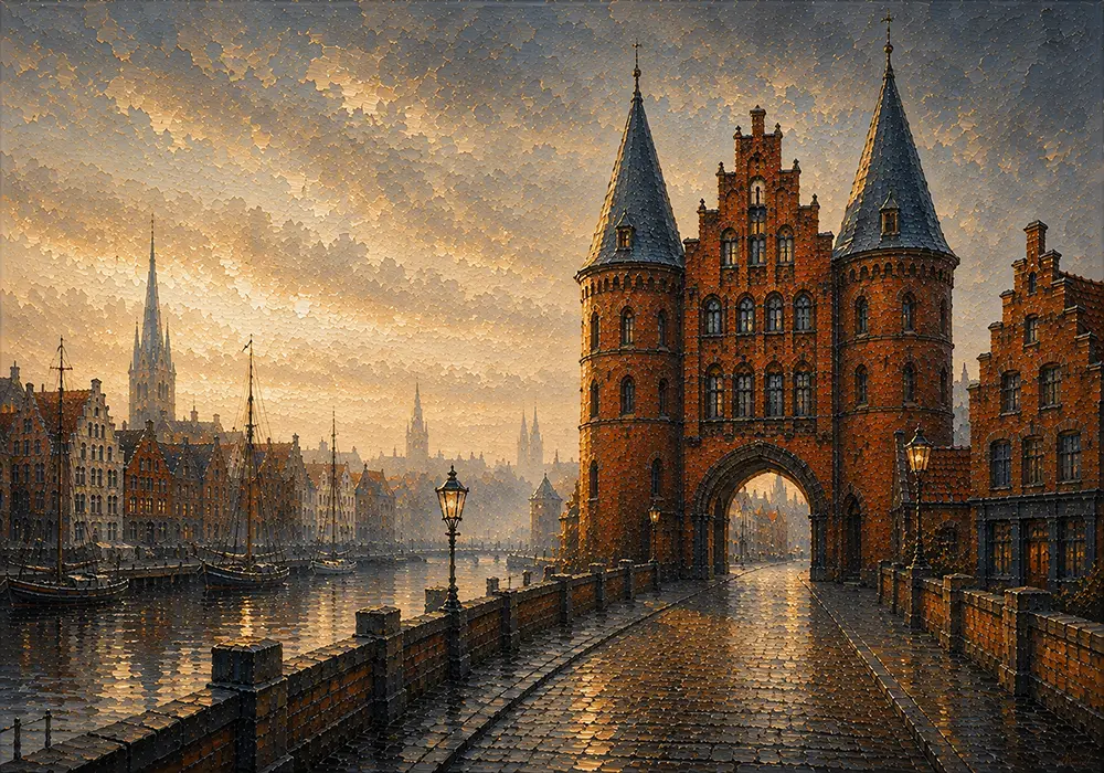 Hanseatic Procession Hanseatic Architecture Wall Art Hanseatic Brick Art Print