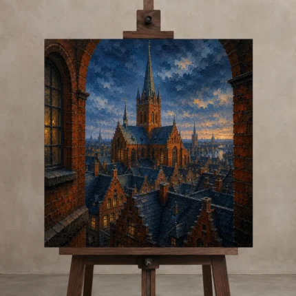 Premium Wall Art Kare Html Edition – CP-DE-BH-S-004 displayed on a studio easel