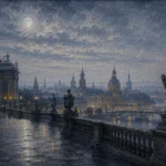 Dresden Moon Dresden Wall Art featuring monumental stone terrace under a luminous moon for refined interiors