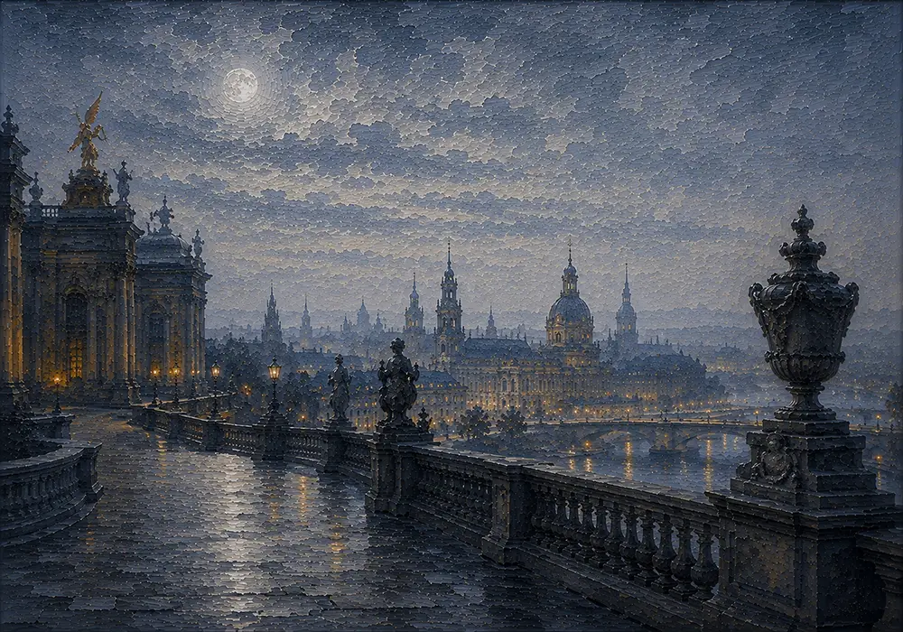 Dresden Procession Dresden Wall Art Dresden Moon Art Print