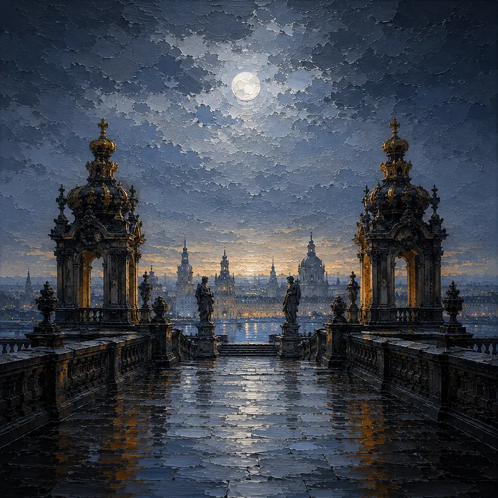 Dresden Stillness Dresden Wall Art Dresden Moon Art Print